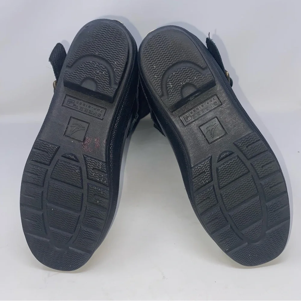 Sperry Black Top Sider Hingham Quilted Tall Shaft Rain Boots Sz. 5